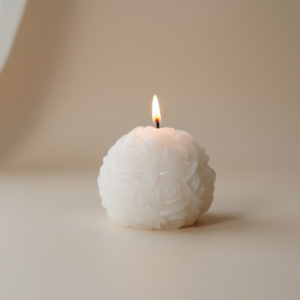 white rose ball candle