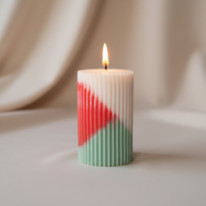ribbed pillar candle